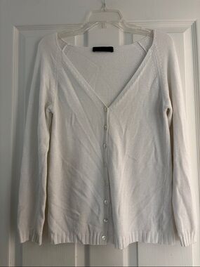 Alpha Massimo Rebecchi Women’s White Button-Front Lightweight Cardigan Sz M